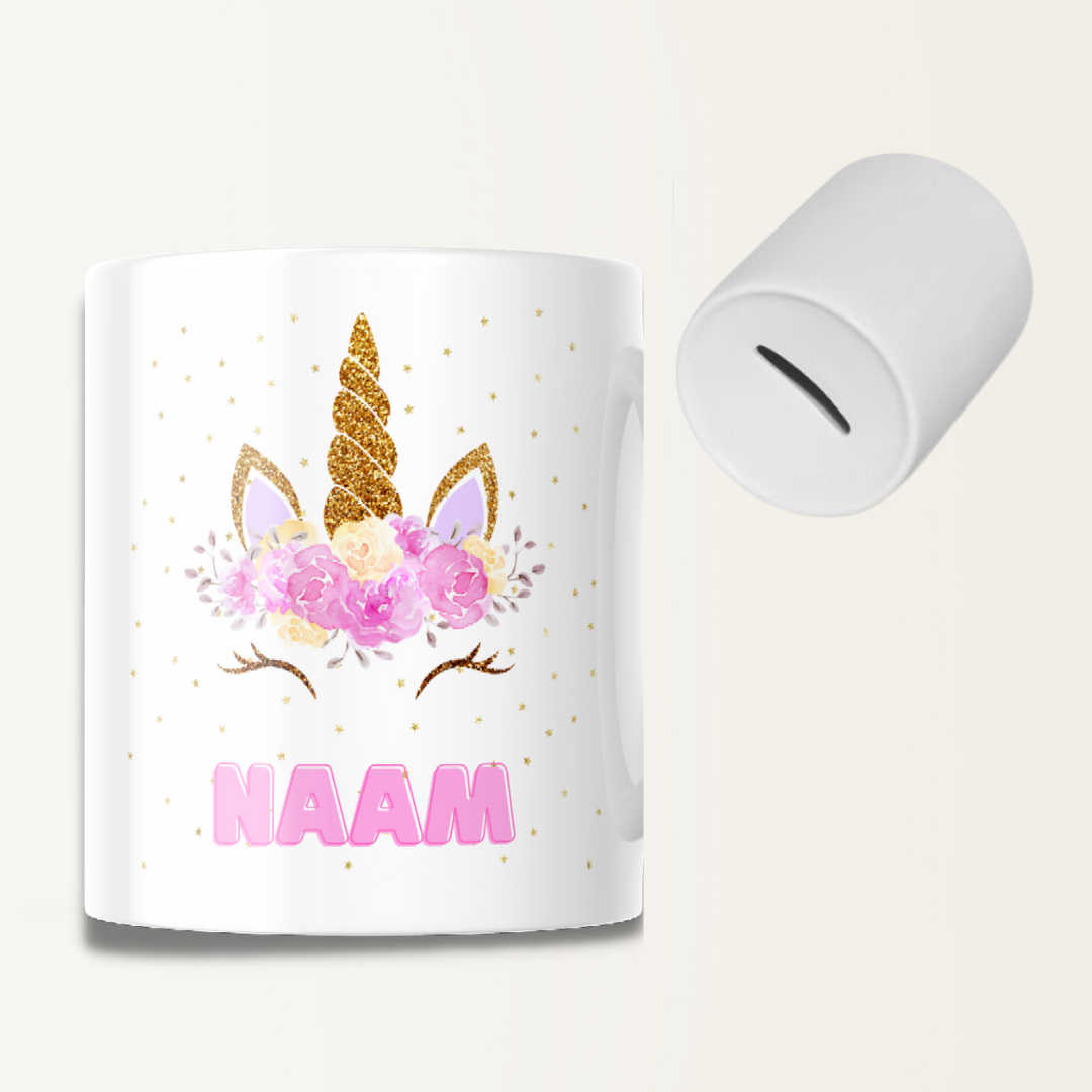 Spaarpot met naam - Unicorn - Eenhoorn