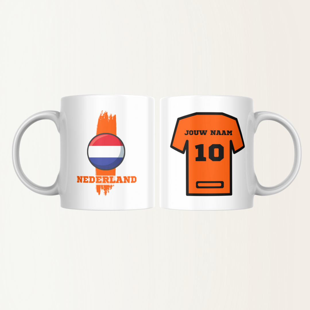 Mok met naam - Nederland - Voetbalshirt - Rugnummer 10