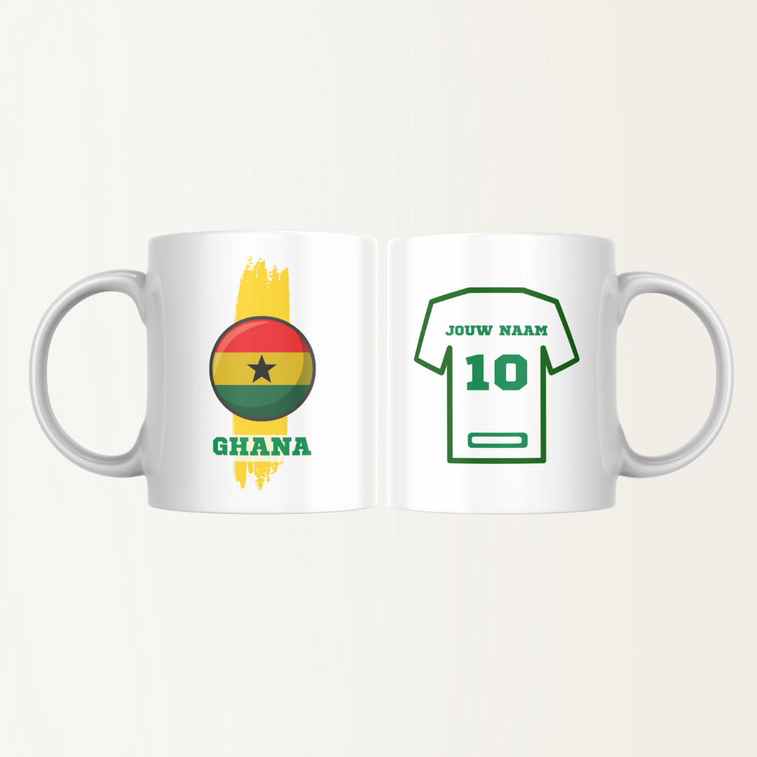 Mok met naam - Ghana - Voetbalshirt - Rugnummer 10 - Afrika Cup 2025