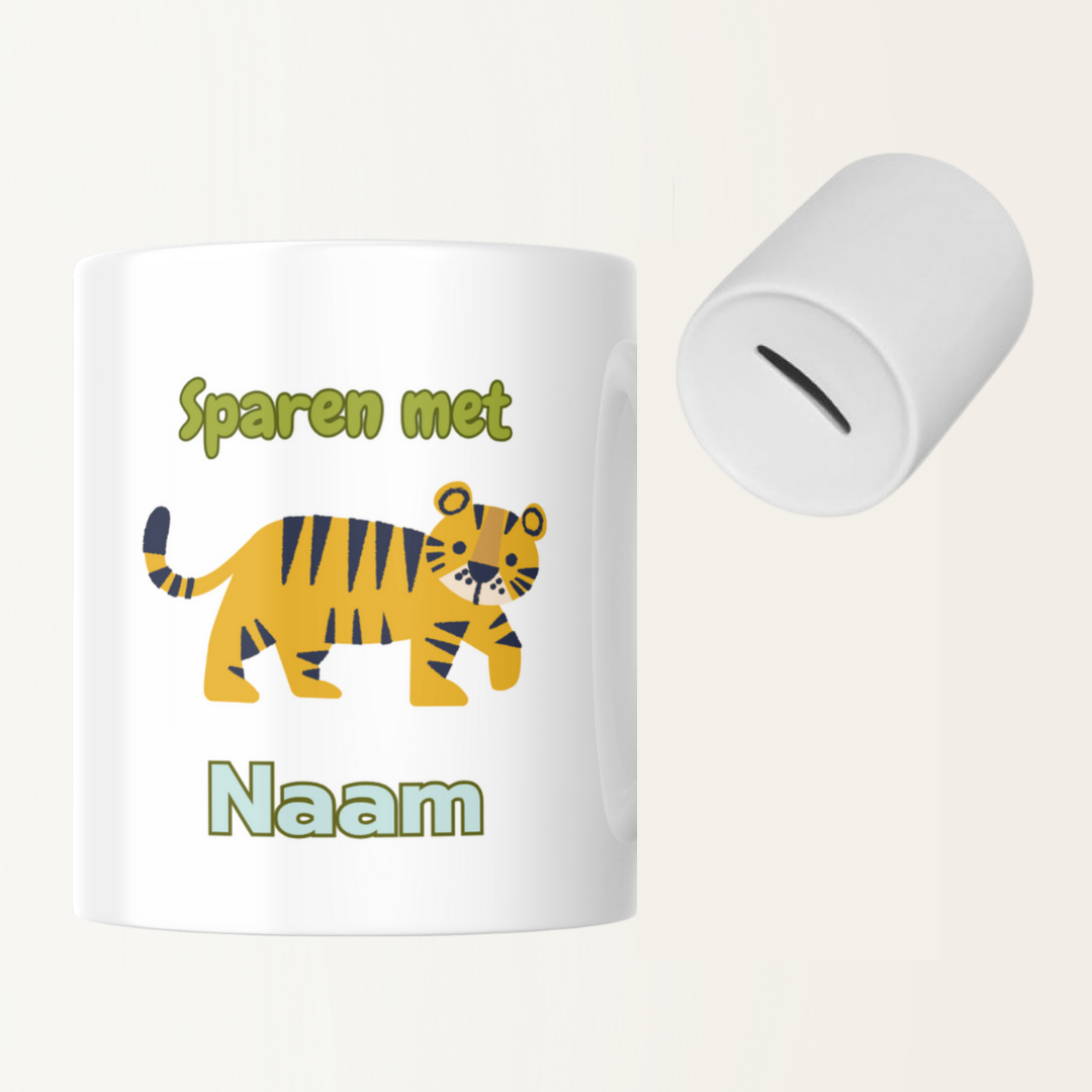 Spaarpot met naam - Sparen met - Tijger
