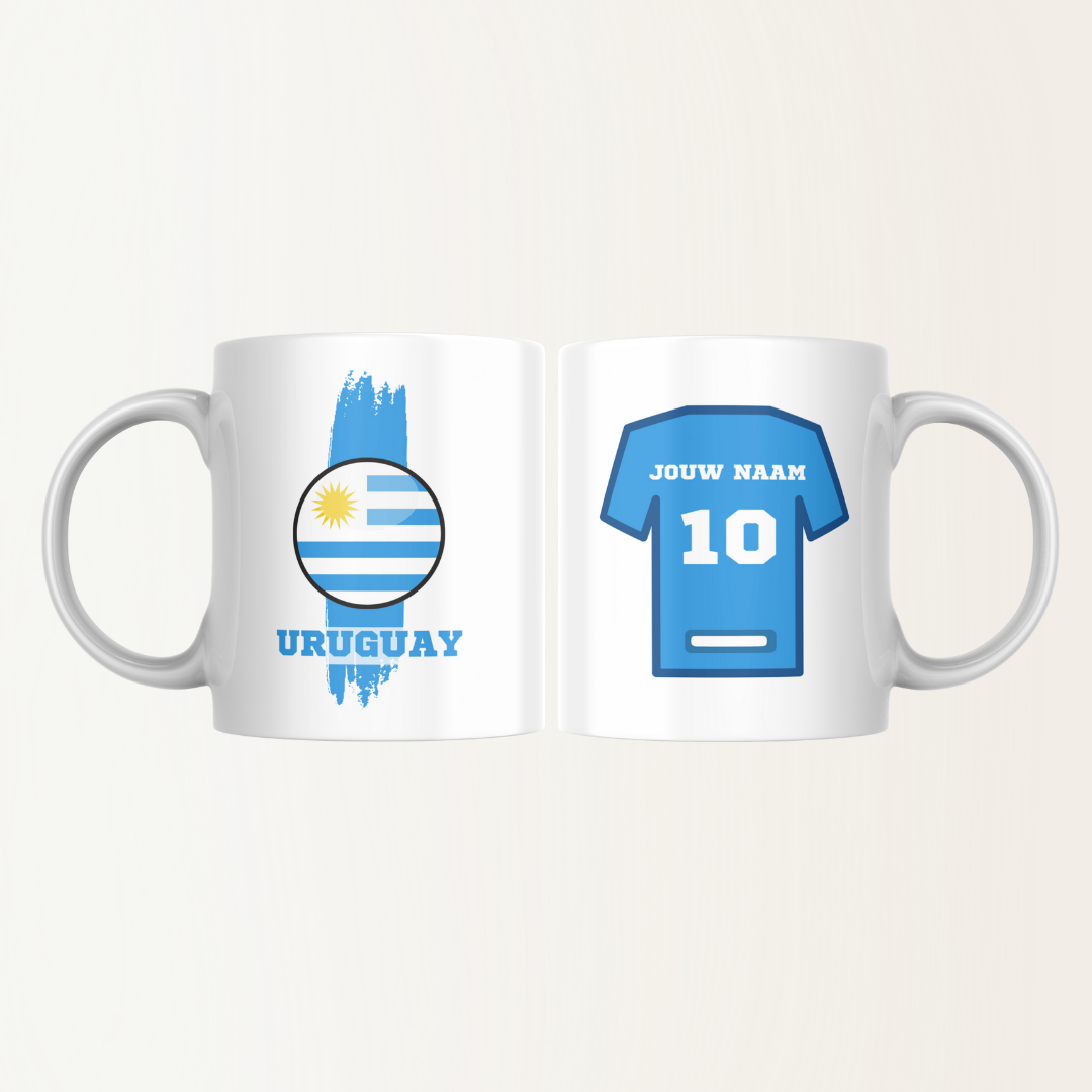 Mok met naam - Uruguay - Voetbalshirt - Rugnummer 10