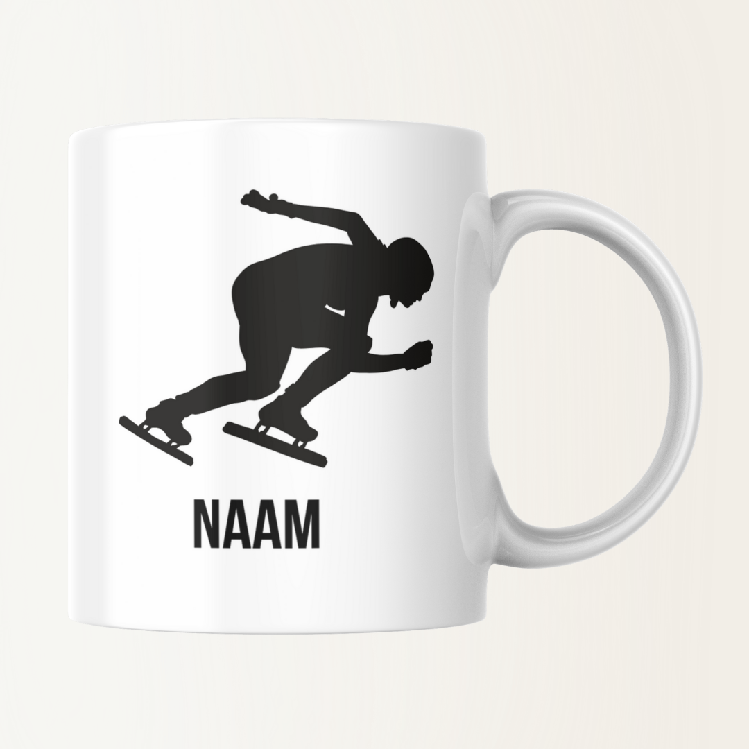 Mok met naam - Man die schaatst - schaatsen