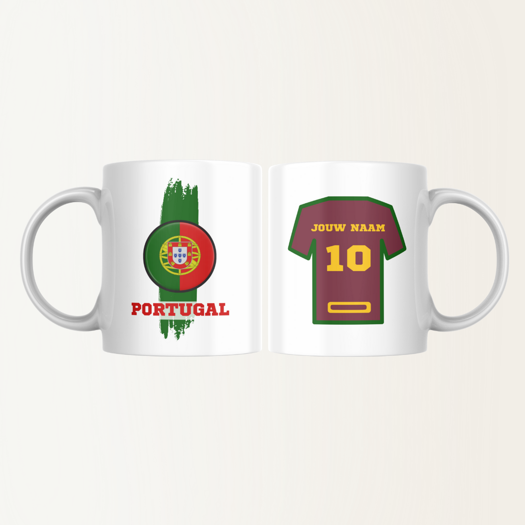 Mok met naam - Portugal - Voetbalshirt - Rugnummer 10