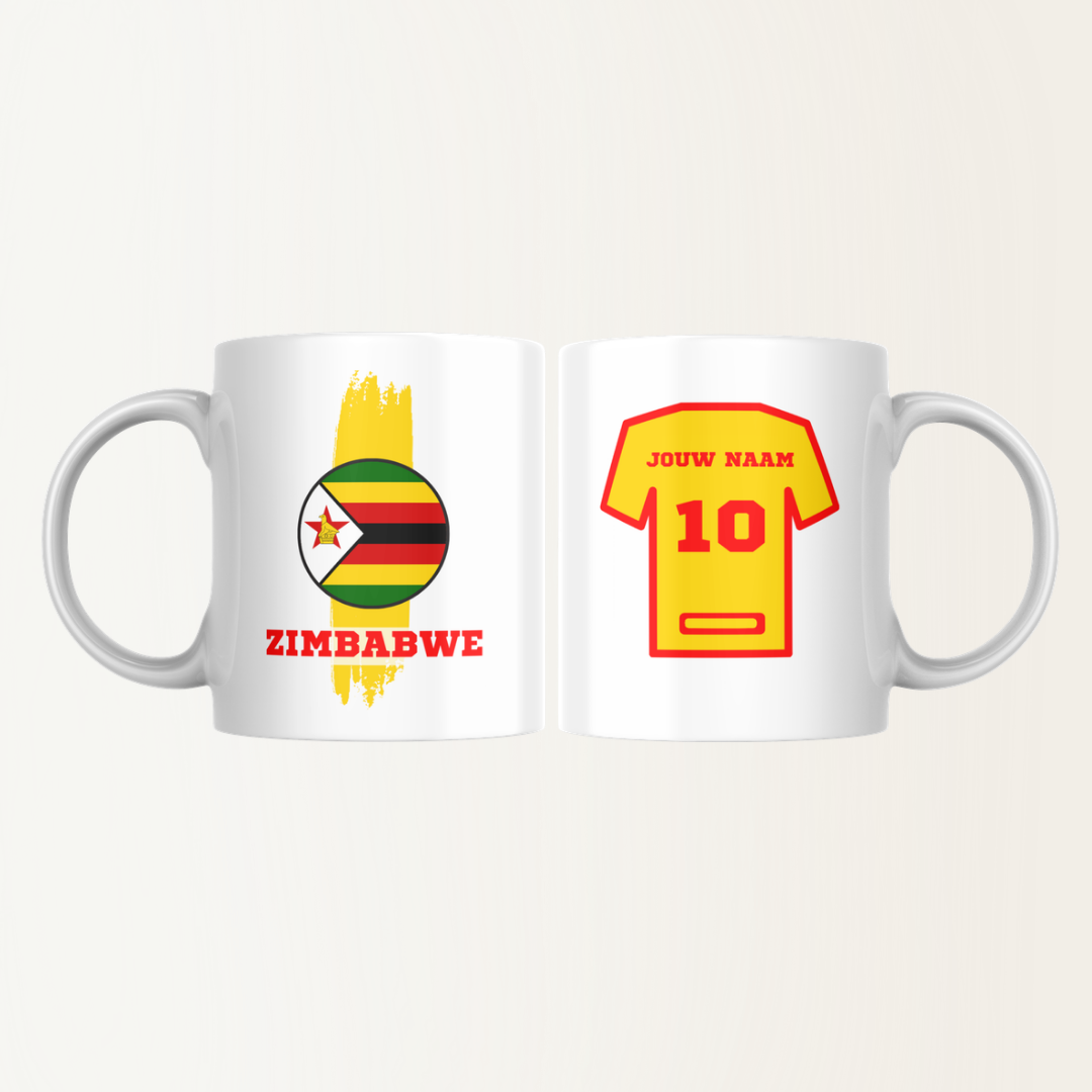 Mok met naam - Zimbabwe - Voetbalshirt - Rugnummer - Africa Cup 2025