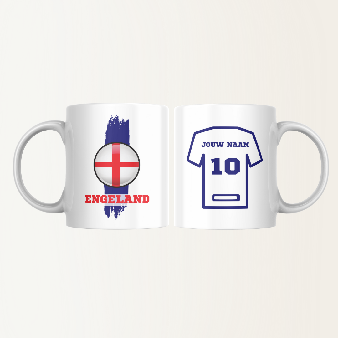 Mok met naam - Engeland - Voetbalshirt - Rugnummer 10