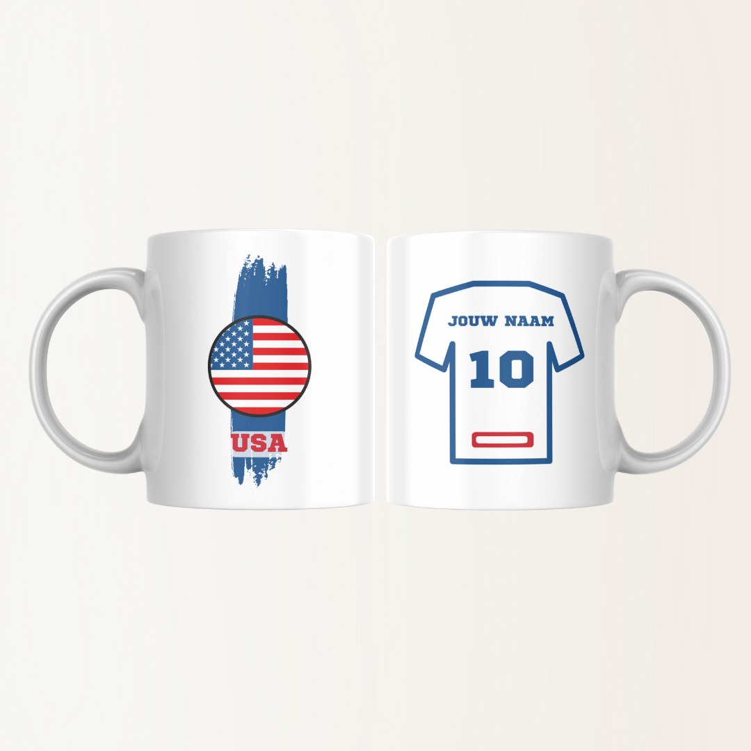 Mok met naam - USA - Voetbalshirt - Rugnummer 10