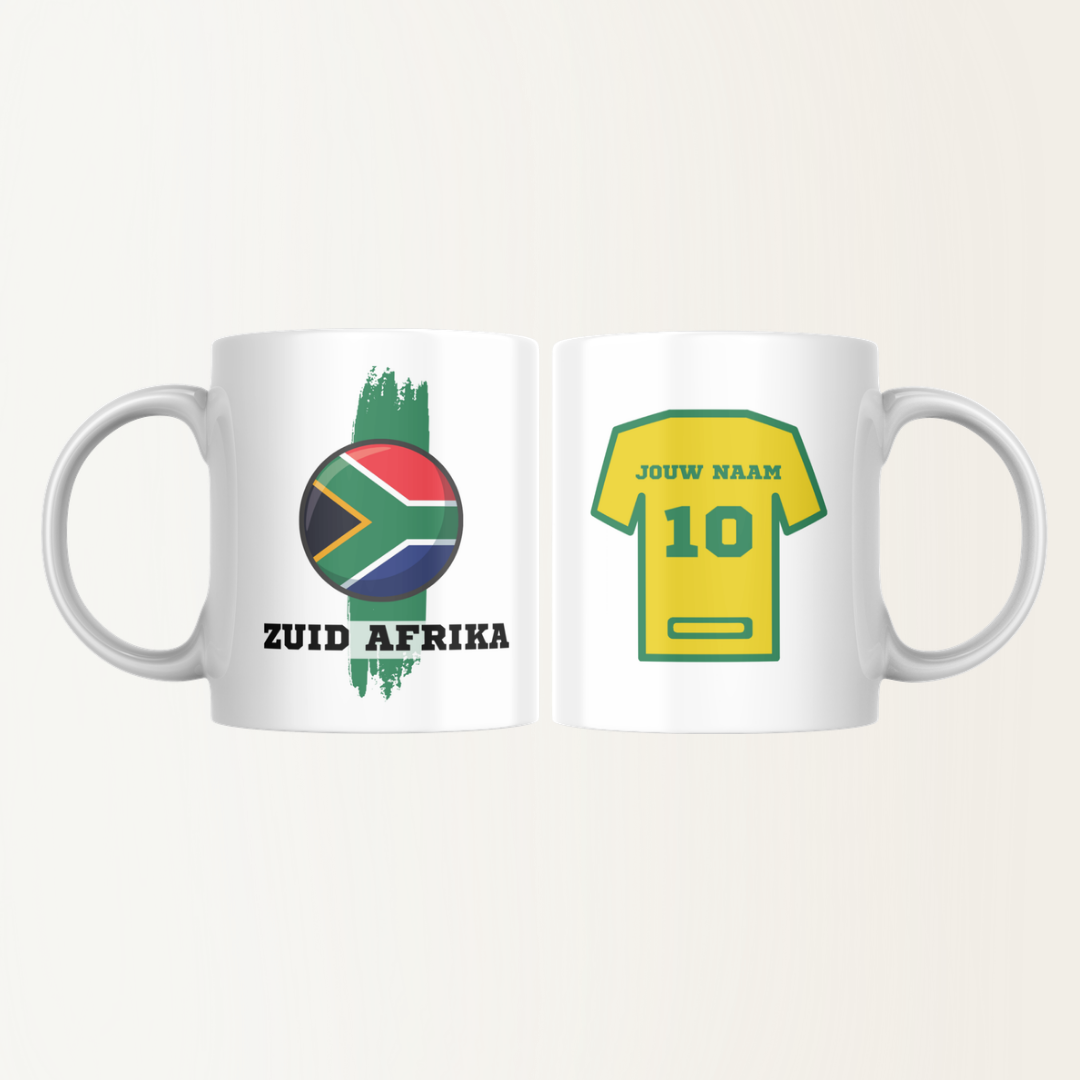 Mok met naam - Zuid Afrika - Voetbalshirt - Rugnummer - Afrika Cup 2025
