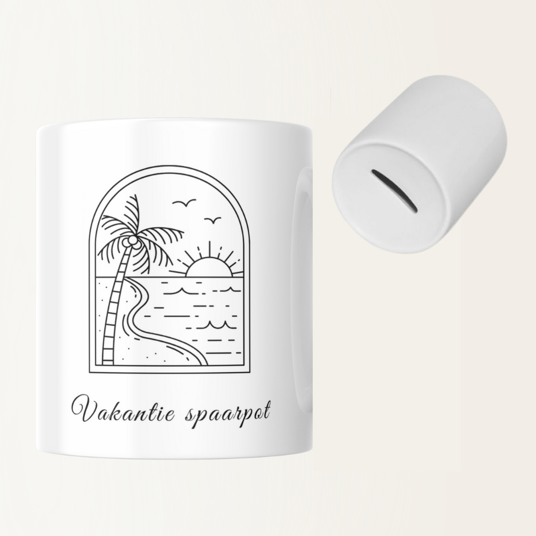 Spaarpot - Vakantie - Doelen - zwart met wit