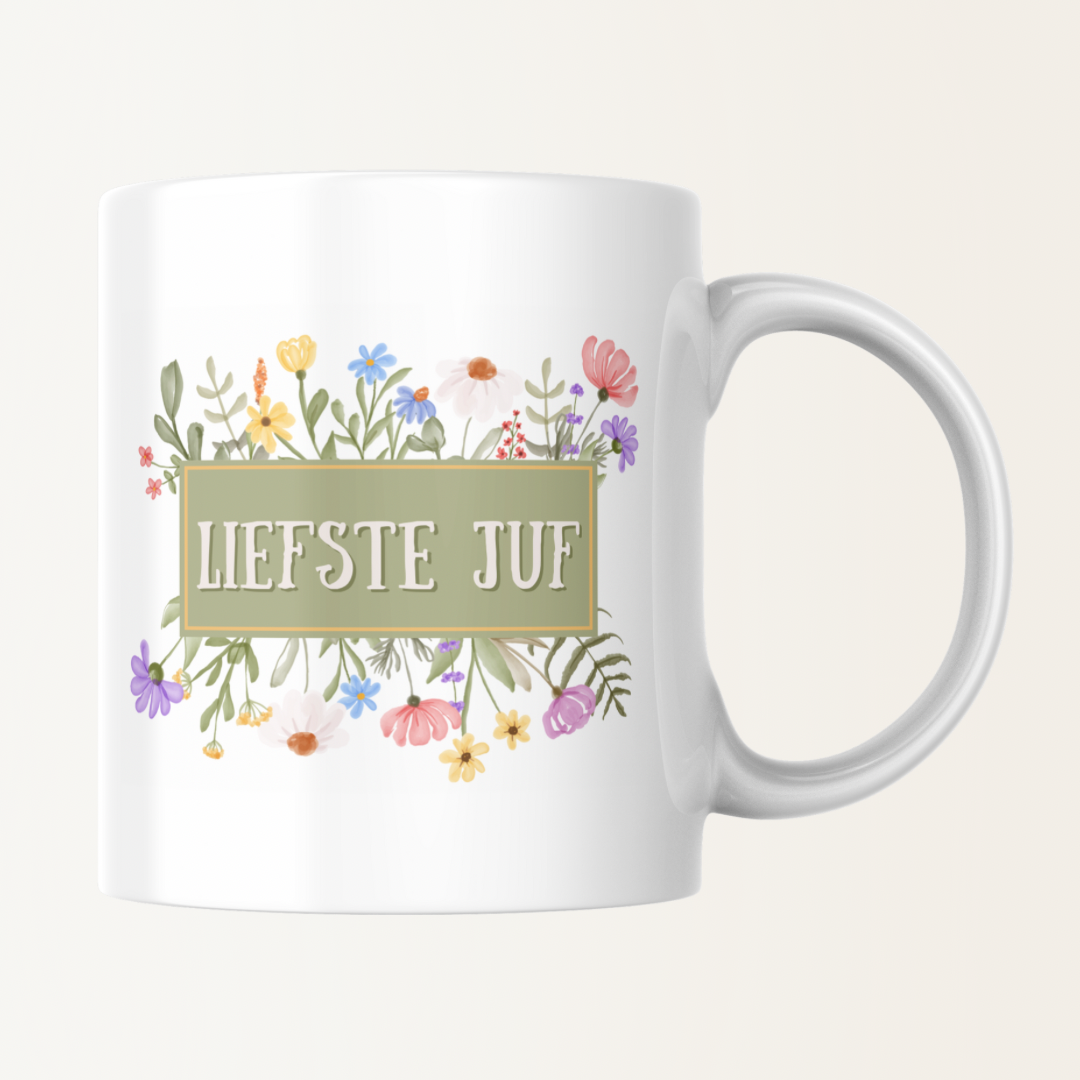 Mok - Liefste juf - Bloemetjes