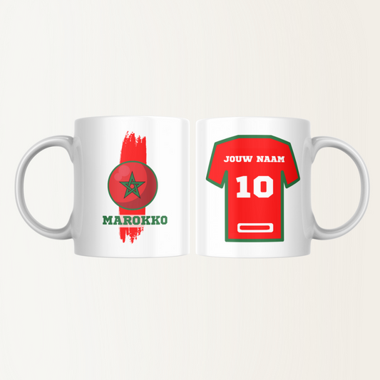 Mok met naam - Marokko - Voetbalshirt - Rugnummer 10 - Afrika Cup 2025