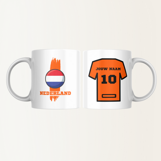 Mok met naam - Nederland - Voetbalshirt - Rugnummer 10
