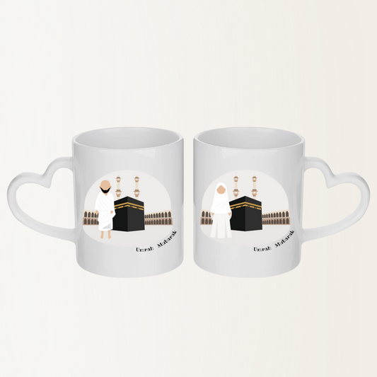 Mok set van 2 - Umrah Mubarak - Mok met hartjes oor