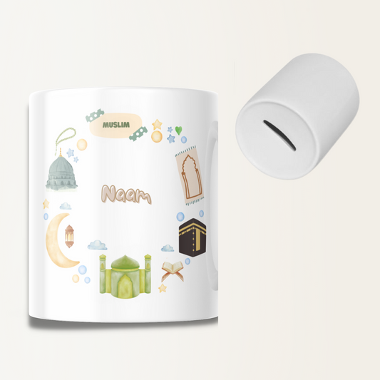 Islamitische spaarpot met naam - Groen