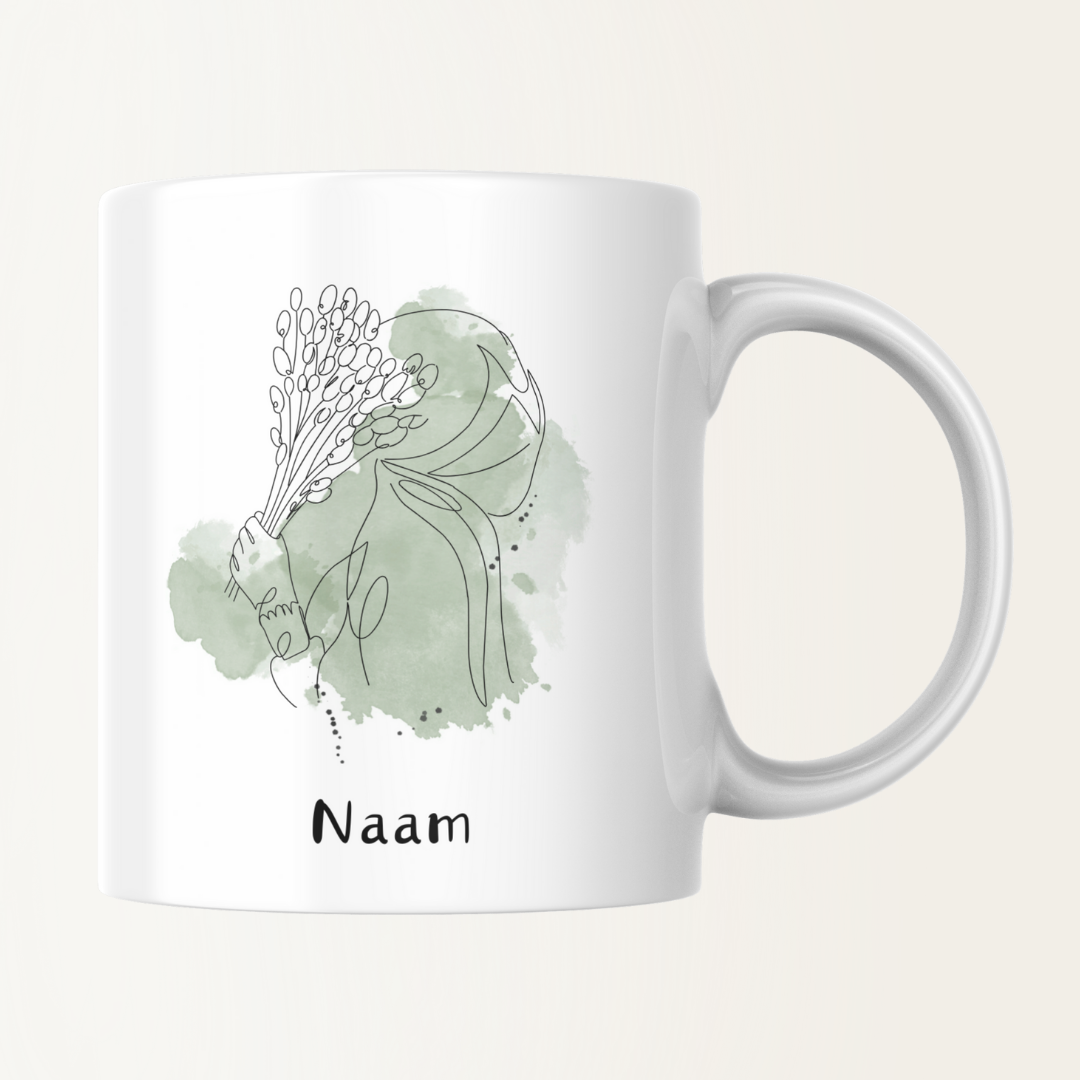 Mok met naam - Hijabi met bloem