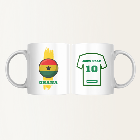 Mok met naam - Ghana - Voetbalshirt - Rugnummer 10 - Afrika Cup 2025