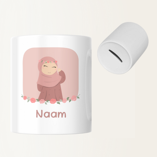 Spaarpot met naam - Hijab meisje
