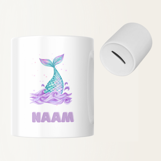 Spaarpot met naam - Zeemeermin - Mermaid