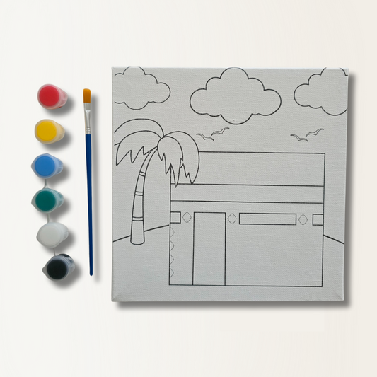 Islamitische canvas schilder set - Kabaa met palmboom