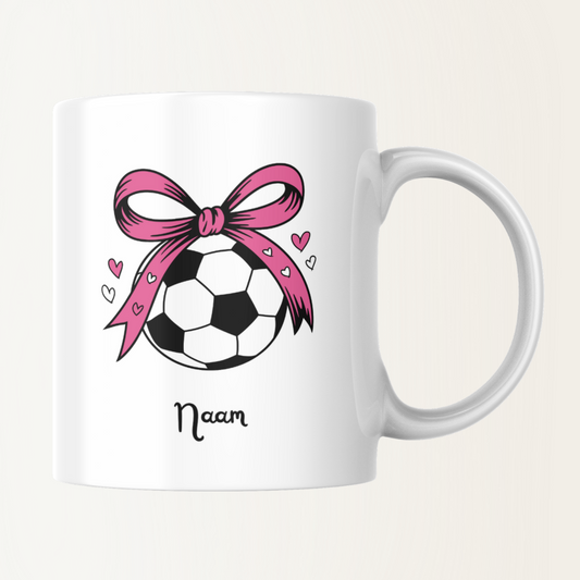 Mok met naam - Voetbal met strik