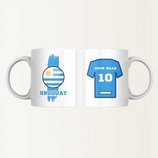 Mok met naam - Uruguay - Voetbalshirt - Rugnummer 10