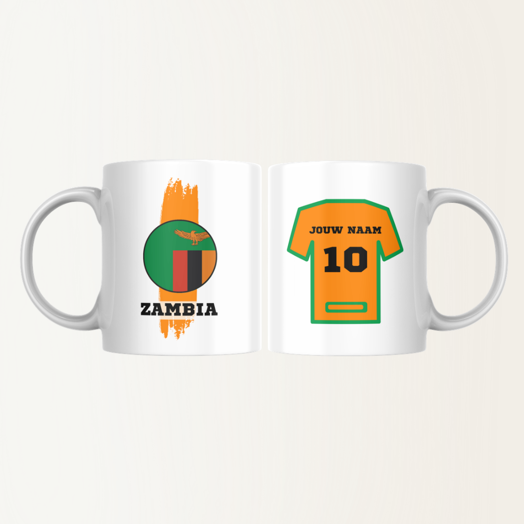 Mok met naam - Zambia - Voetbalshirt - Rugnummer 10