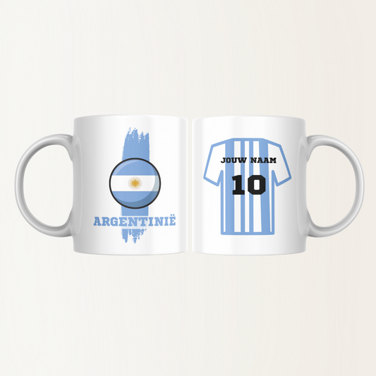 Mok met naam - Argentinië - Voetbalshirt - Rugnummer 10