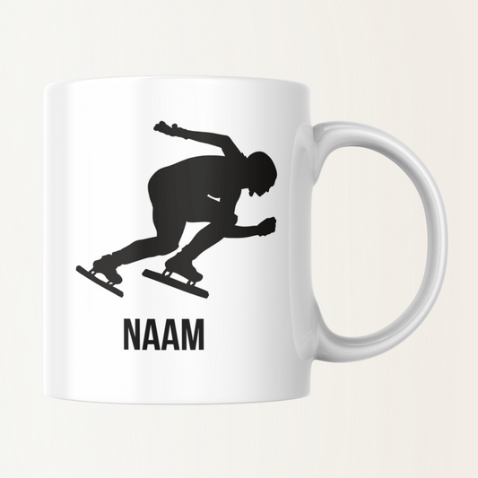 Mok met naam - Man die schaatst - schaatsen