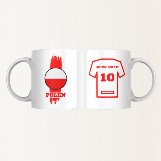 Mok met naam - Polen - Voetbalshirt - Rugnummer 10