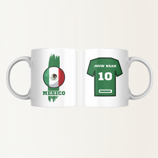 Mok met naam - Mexico - Voetbalshirt - Rugnummer 10