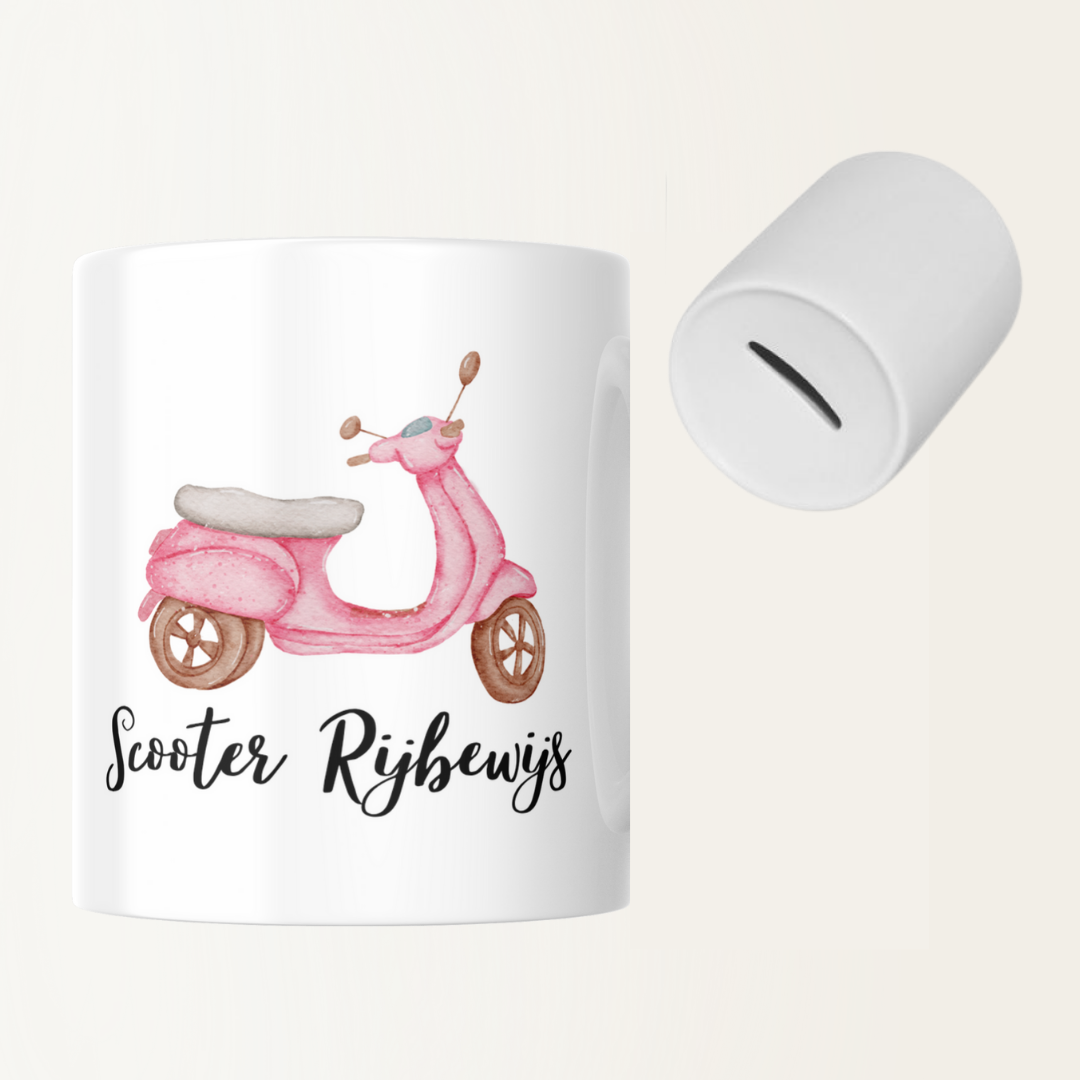 Spaarpot - Scooter rijbewijs - Roze