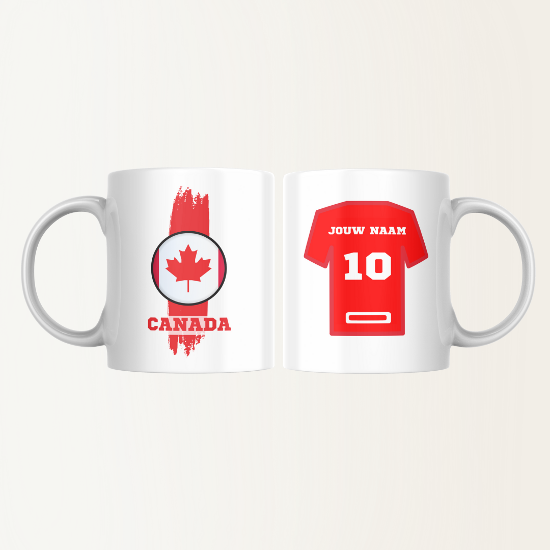 Mok met naam - Canada - Voetbalshirt - Rugnummer 10