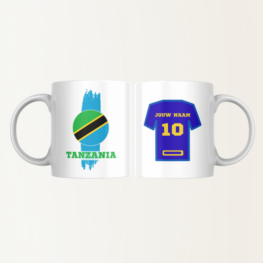 Mok met naam - Tanzania - Voetbalshirt - Rugnummer - Afrika Cup 2025
