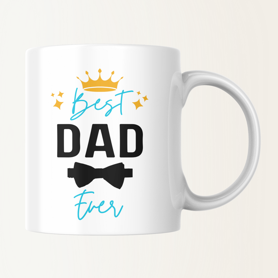 Mok - Best dad ever - met kroon en strik