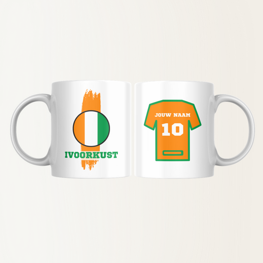 Mok met naam - Ivoorkust - Voetbalshirt - Rugnummer - Afrika Cup 2025