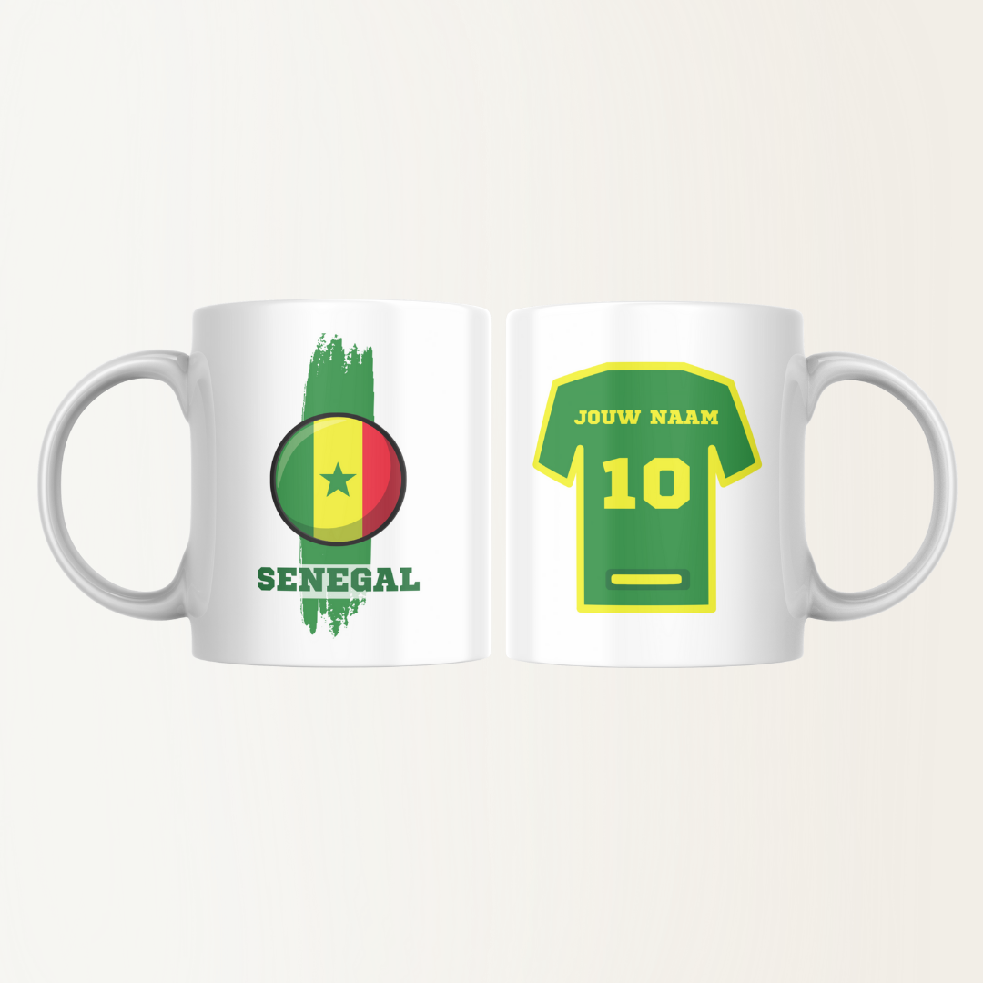 Mok met naam - Senegal - Voetbalshirt - Rugnummer 10