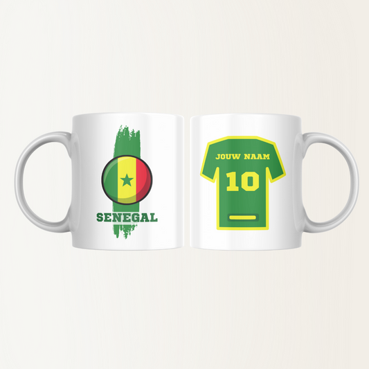 Mok met naam - Senegal - Voetbalshirt - Rugnummer 10