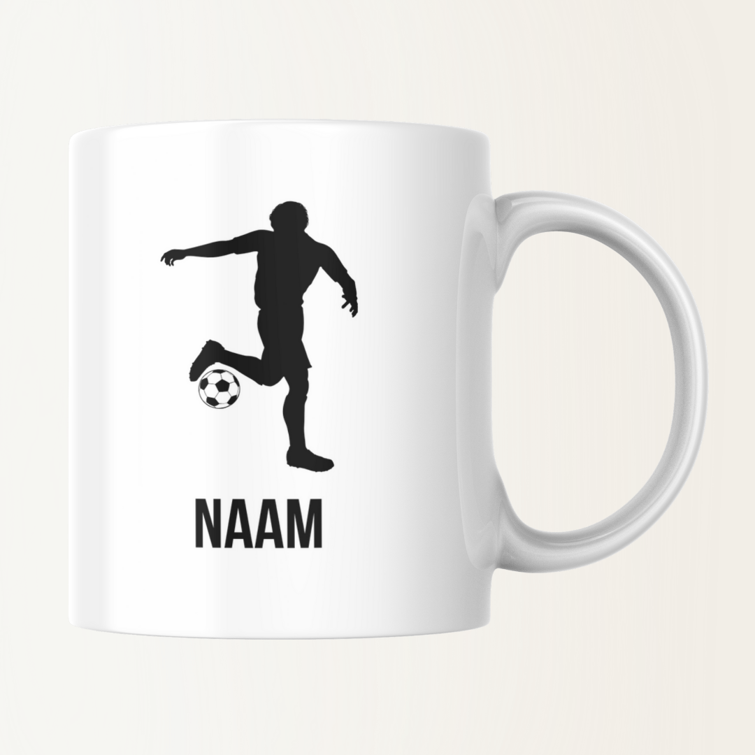 Mok met naam - Man met voetbal - Voetbal trucjes