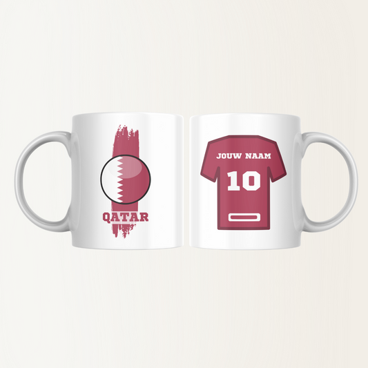 Mok met naam - Qatar - Voetbalshirt - Rugnummer 10