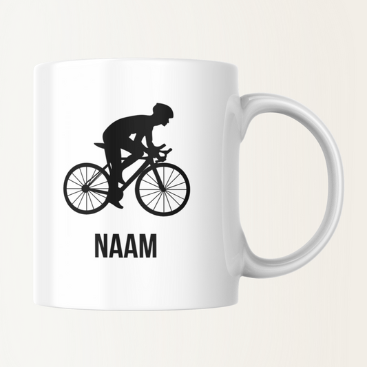 Mok met naam - Man met fiets - Wielrennen