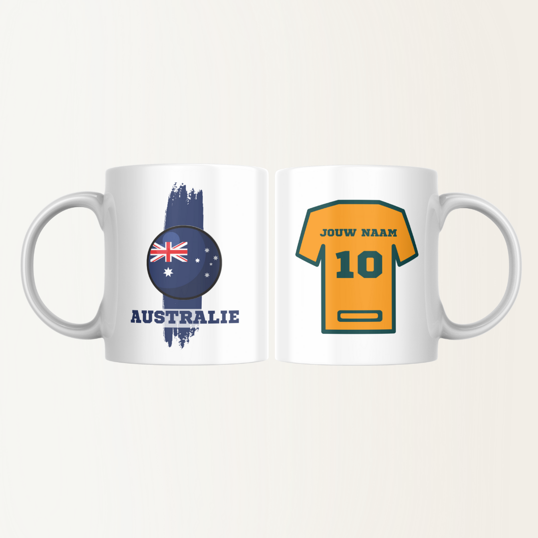 Mok met naam - Australië - Voetbalshirt - Rugnummer 10