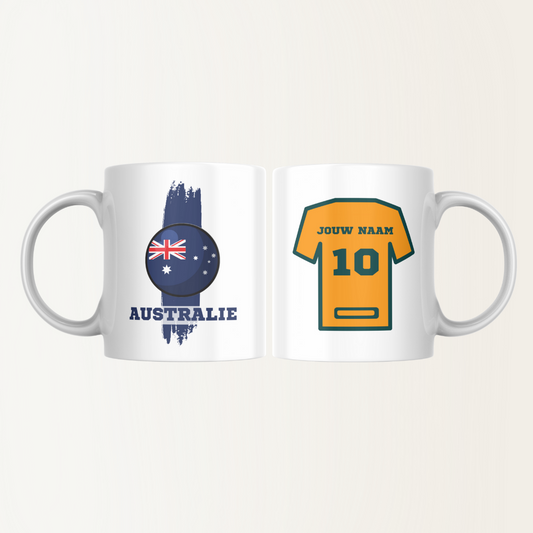 Mok met naam - Australië - Voetbalshirt - Rugnummer 10