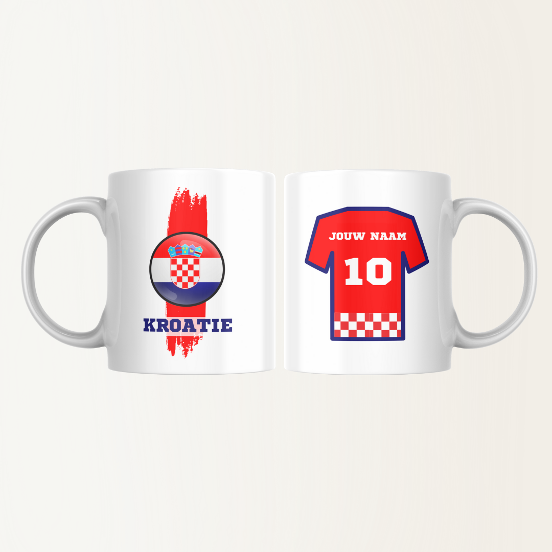 Mok met naam - Kroatië - Voetbalshirt - Rugnummer 10