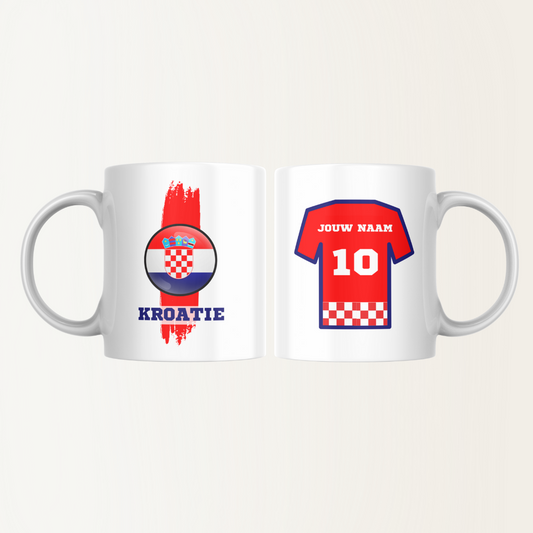 Mok met naam - Kroatië - Voetbalshirt - Rugnummer 10