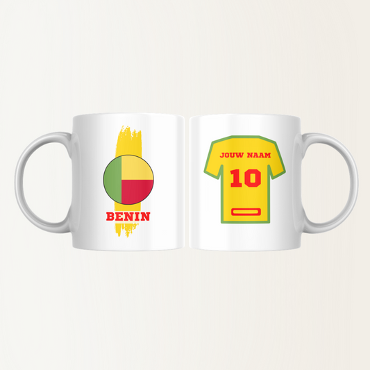 Mok met naam - Benin - Voetbalshirt - Rugnummer 10
