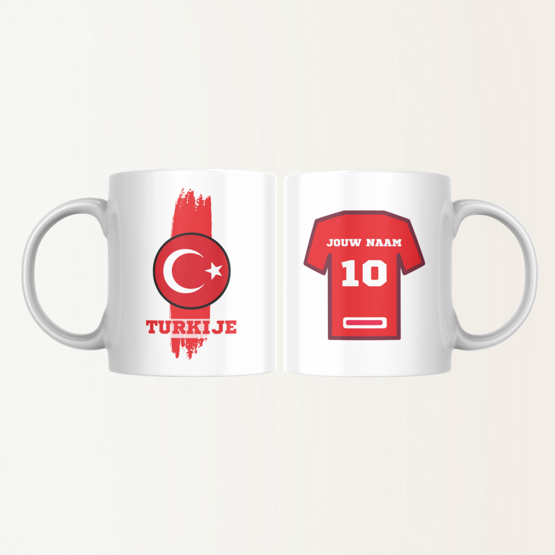 Mok met naam - Turkije - Voetbalshirt - Rugnummer 10
