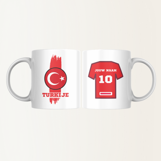 Mok met naam - Turkije - Voetbalshirt - Rugnummer 10