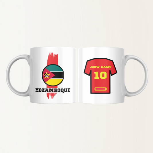 Mok met naam - Mozambique- Voetbalshirt - Rugnummer - Afrika Cup 2025