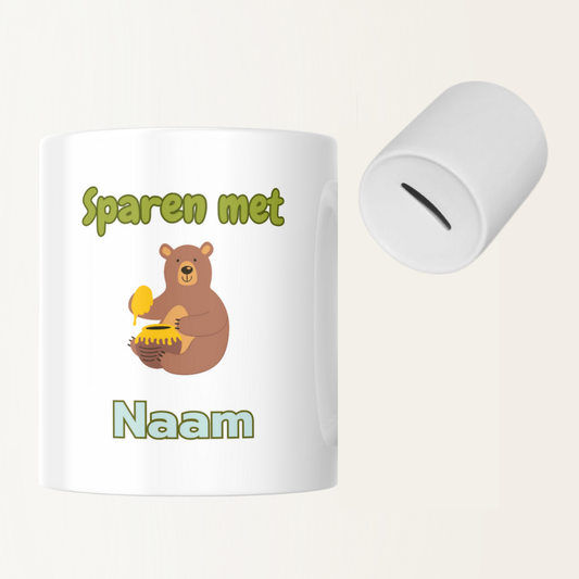 Spaarpot met naam -  sparen met - beer met honing