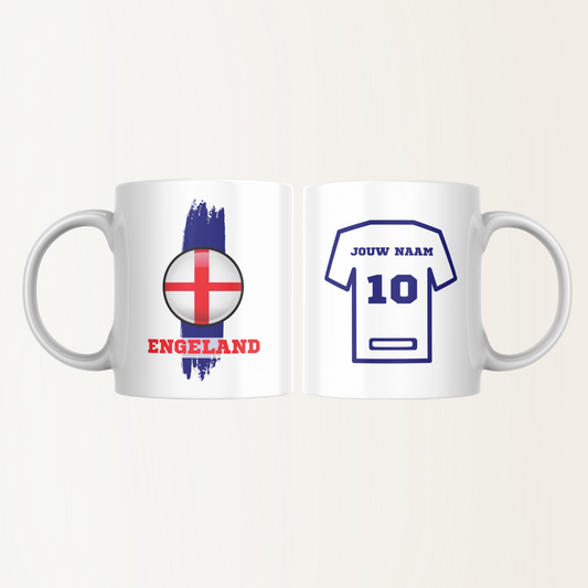 Mok met naam - Engeland - Voetbalshirt - Rugnummer 10