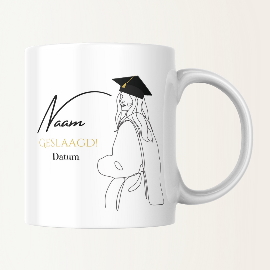 Mok met naam en datum - Geslaagd - Diploma - Meisje - Girl